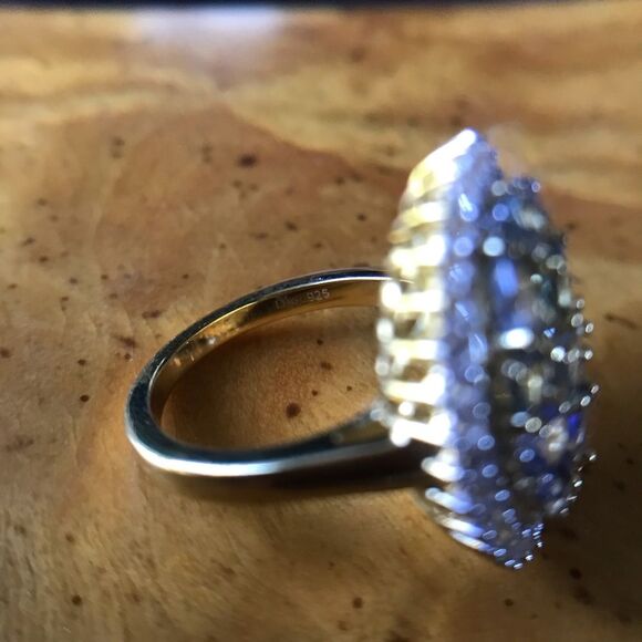 Natural Tanzanite Rare Green Tanzanite Sterling Silver Cocktail Ring Size 5 - Picture 3 of 10